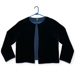Eileen Fisher Rayon/Silk Black Velvet Silk Lined Hook & Eye Closure Jacket NWOT